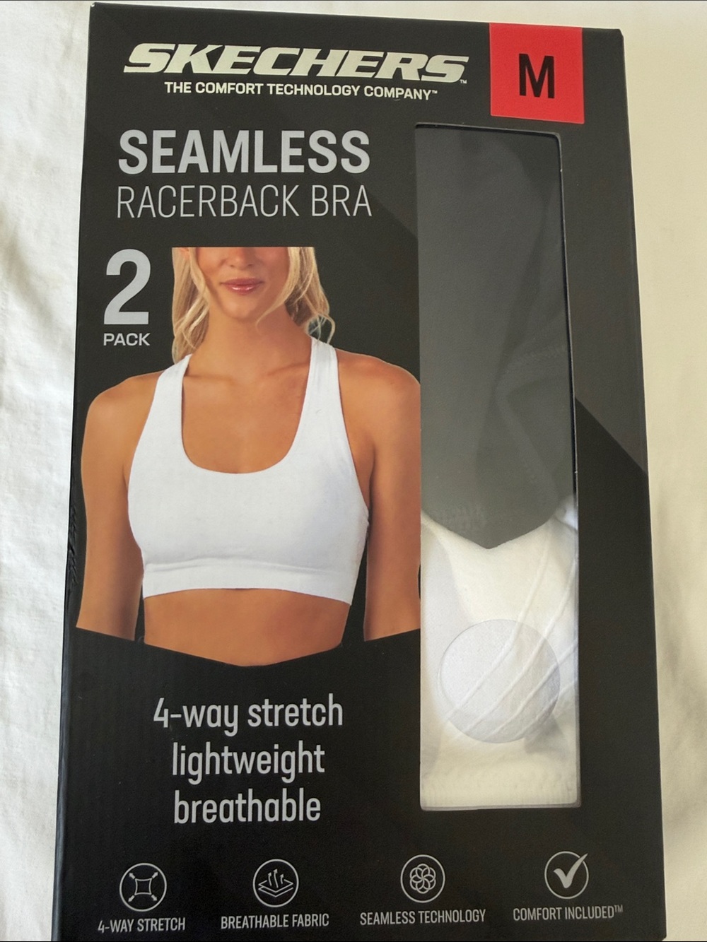 Skechers White Seamless Racerback Sports Bra 2-Pack
